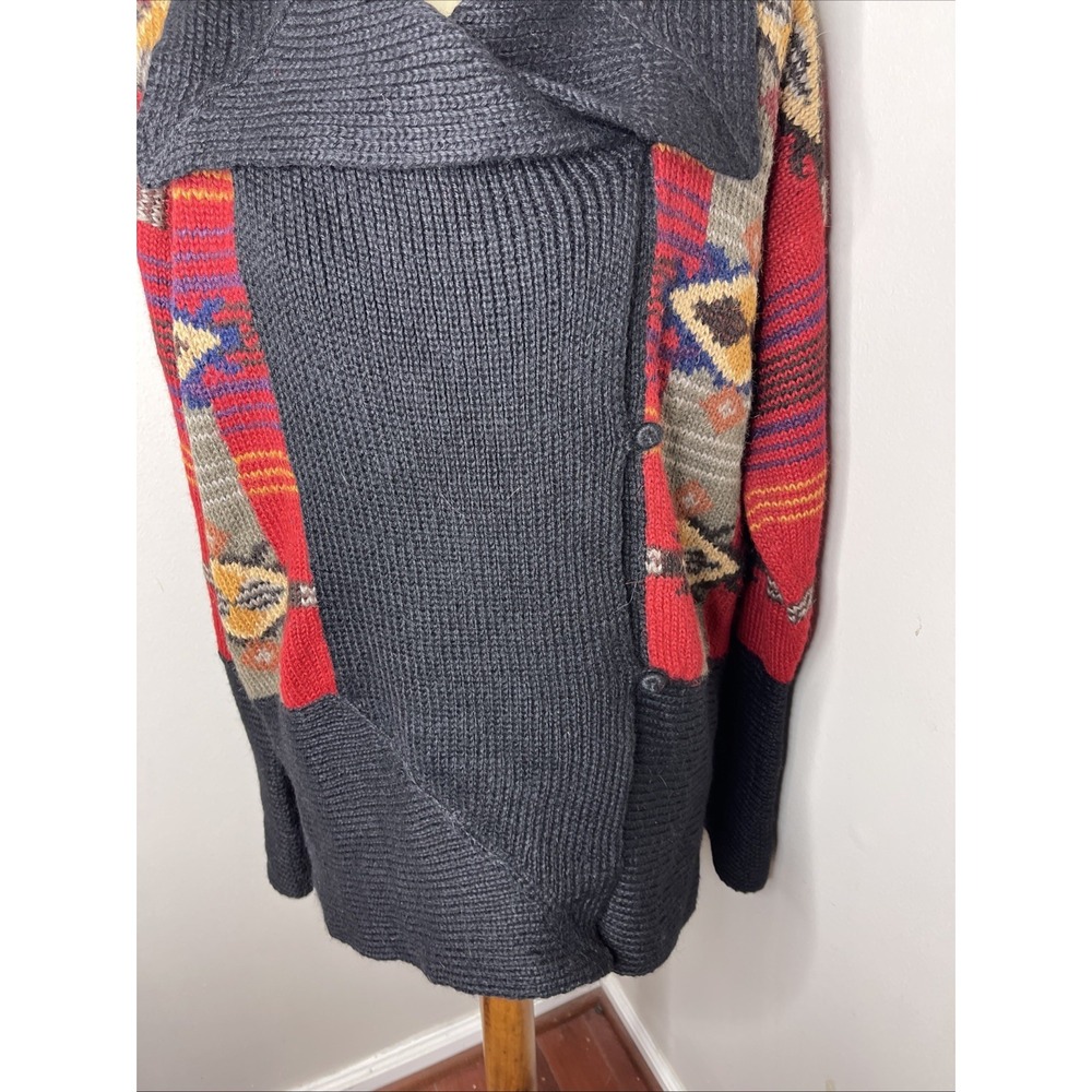 Vintage‎ Peruvian Connection Alpaca Knit Aztec Chunky Cardigan Sweater Large L - Picture 7 of 8